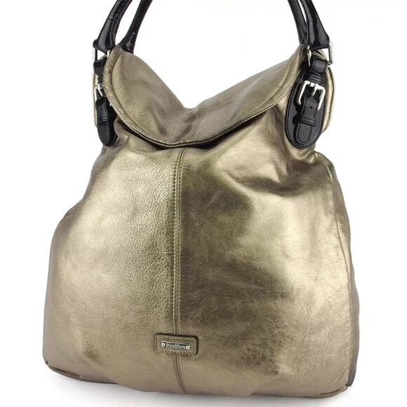 Max Mara handbag logo plate leather ?~ enamel leather Authentic used T18068
